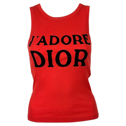 Christian Dior S/S 2003 Red & Black Ribbed J'Adore Dior Tank