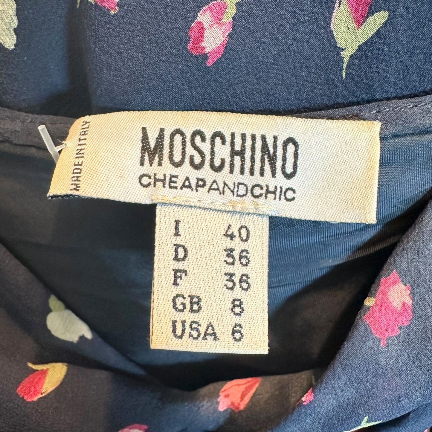 Moschino Navy Floral Silk Dress