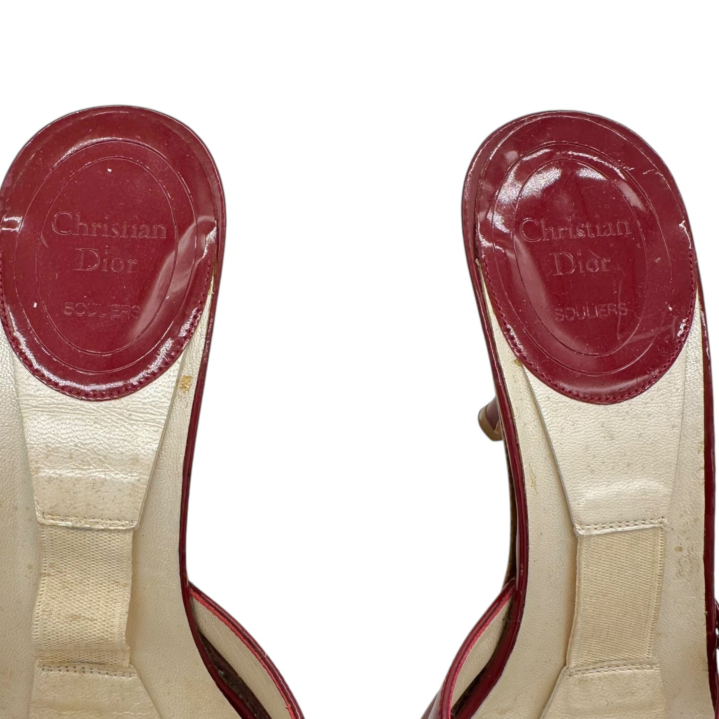 Christian Dior Red Patent Leather Heeled Mule Sandals - Outfit Repeater