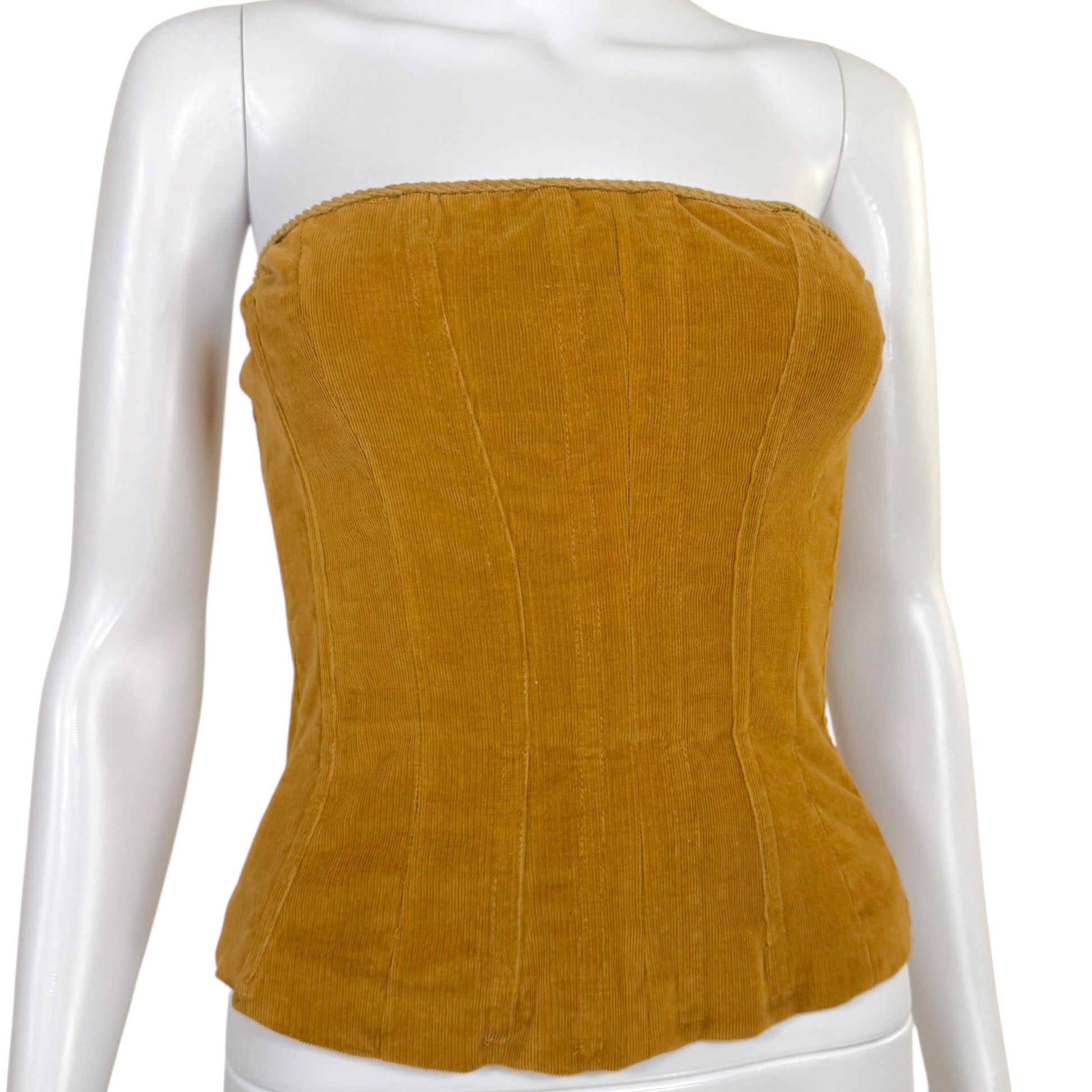 D&G Dolce & Gabbana Brown Corduroy Strapless Corset Top NEW - Outfit Repeater