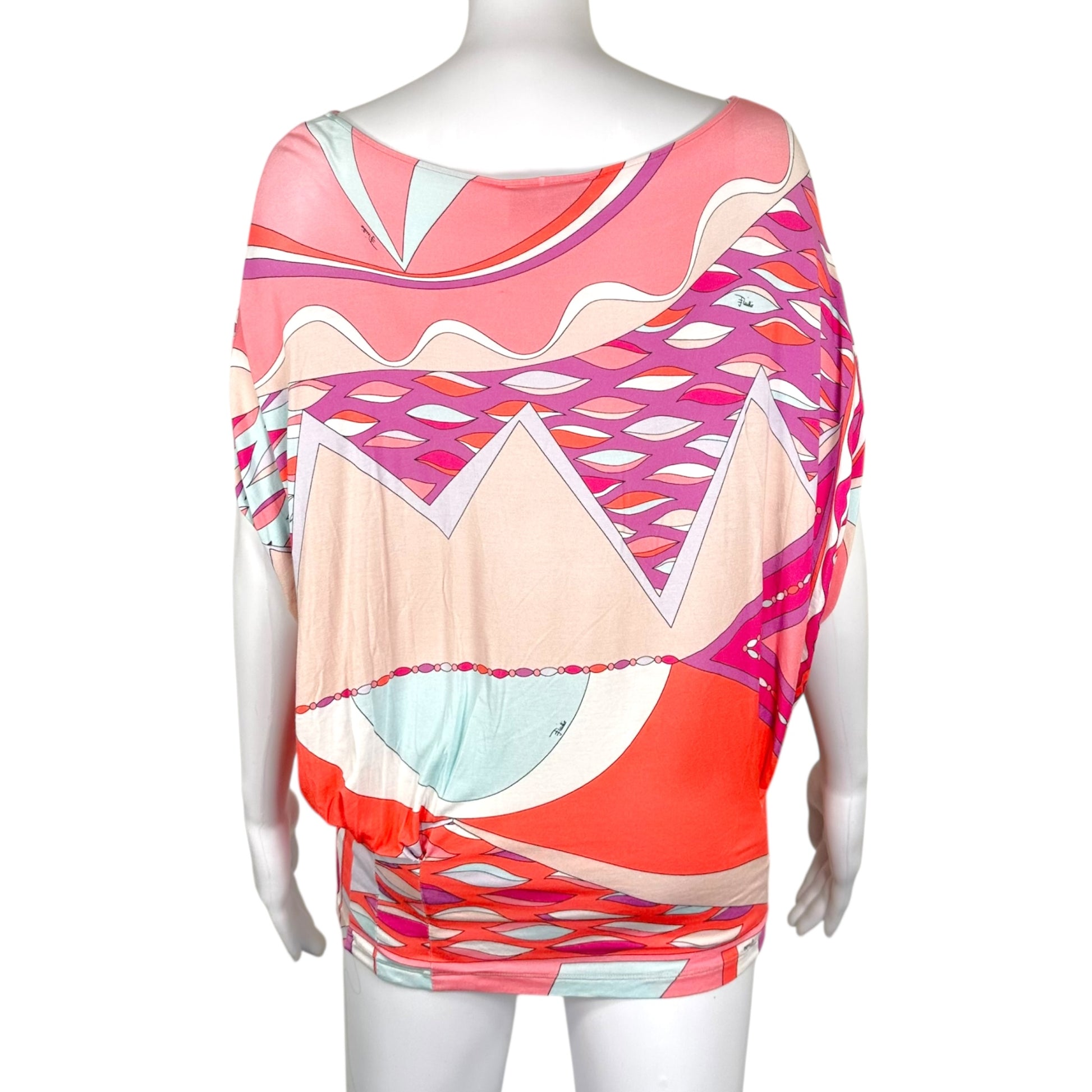 Emilio Pucci Off Shoulder Top Pink Purple Print Dolman