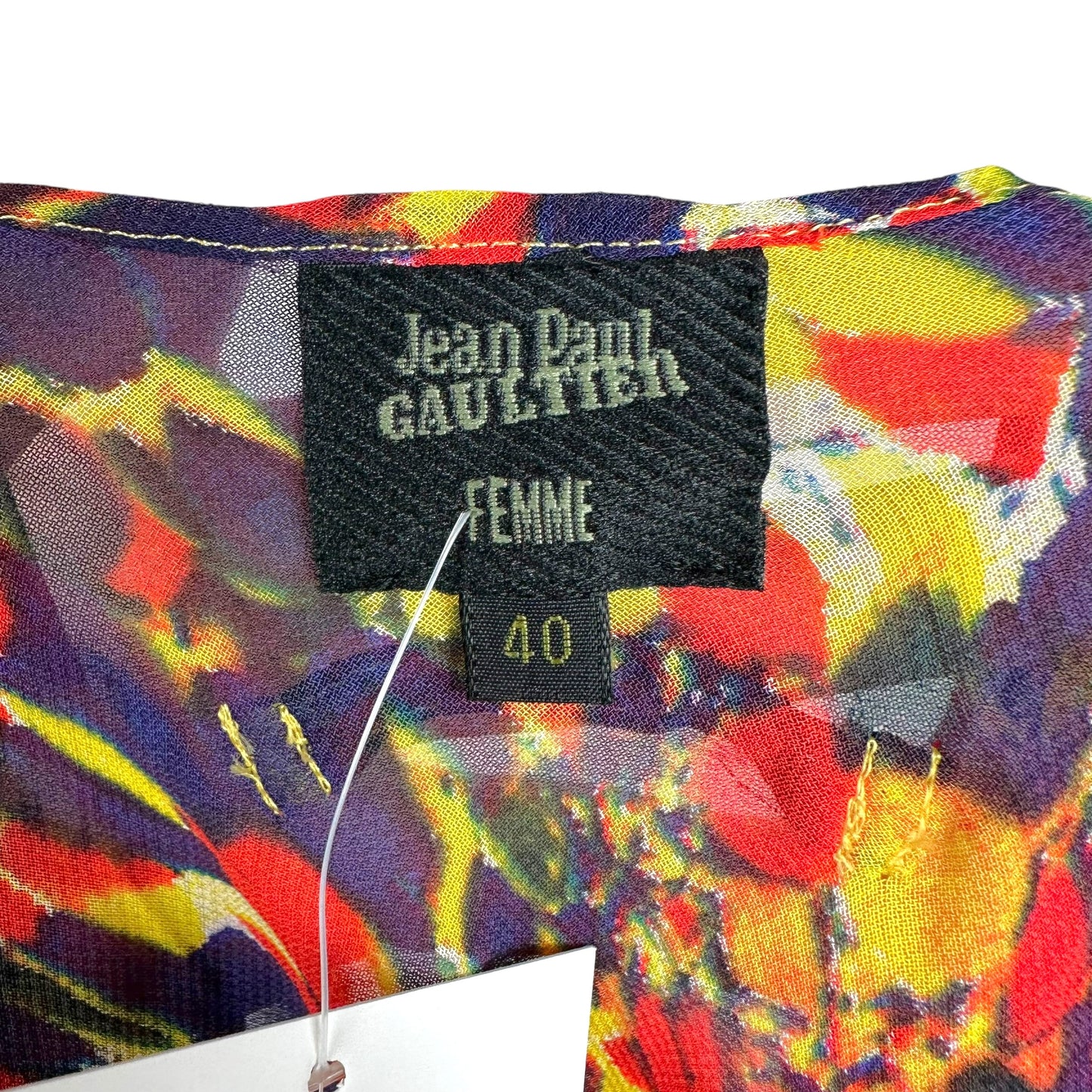 Jean Paul Gaultier Red Blue & Yellow Sheer Open Back Wrap Dress