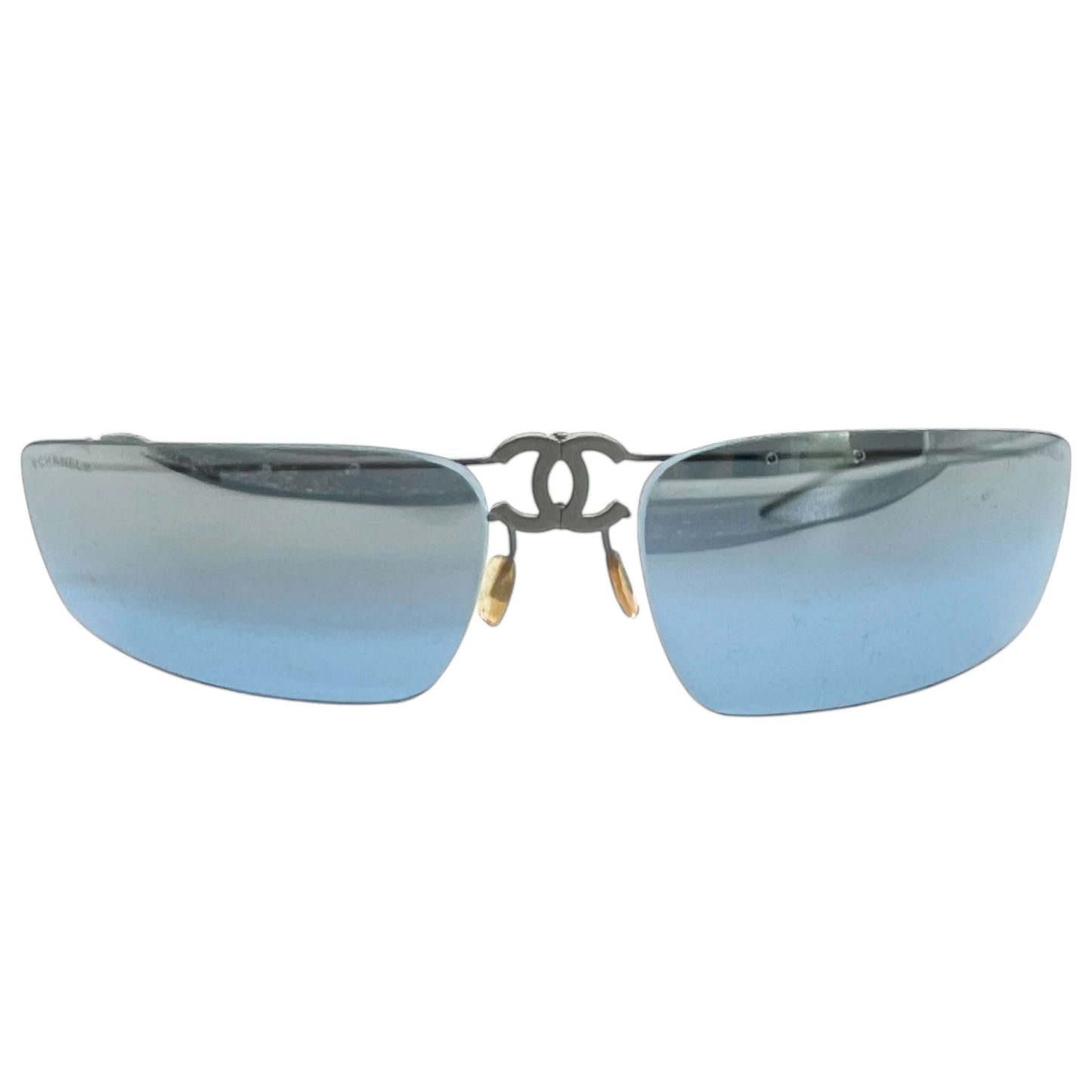 Chanel 4032 Silver Center Logo Folding Rimless Sunglasses RARE - Outfit Repeater