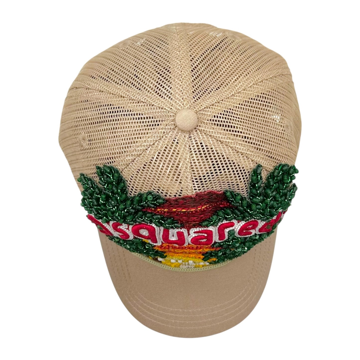 Dsquared2 Beaded Trucker Hat Beige Multicolor Sunset Logo
