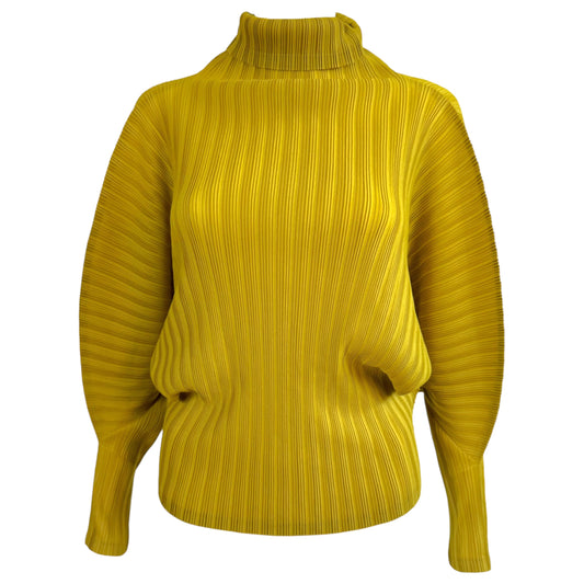 Issey Miyake Pleats Please Olive Green Pleated Turtleneck
