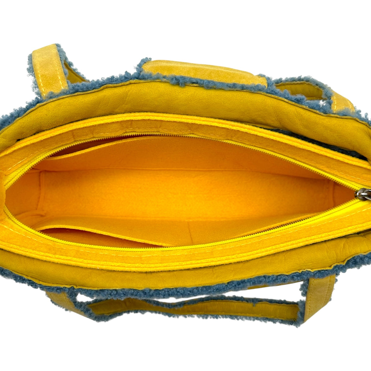 Chanel Yellow Blue Shearling Turnlock Handbag 1990s