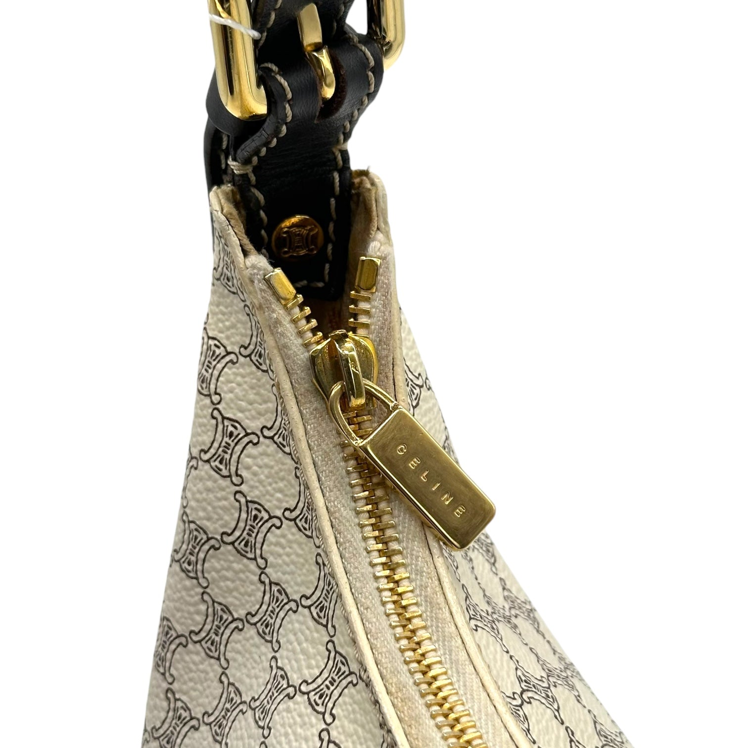 Celine White Triomphe Monogram Shoulder Bag - Outfit Repeater