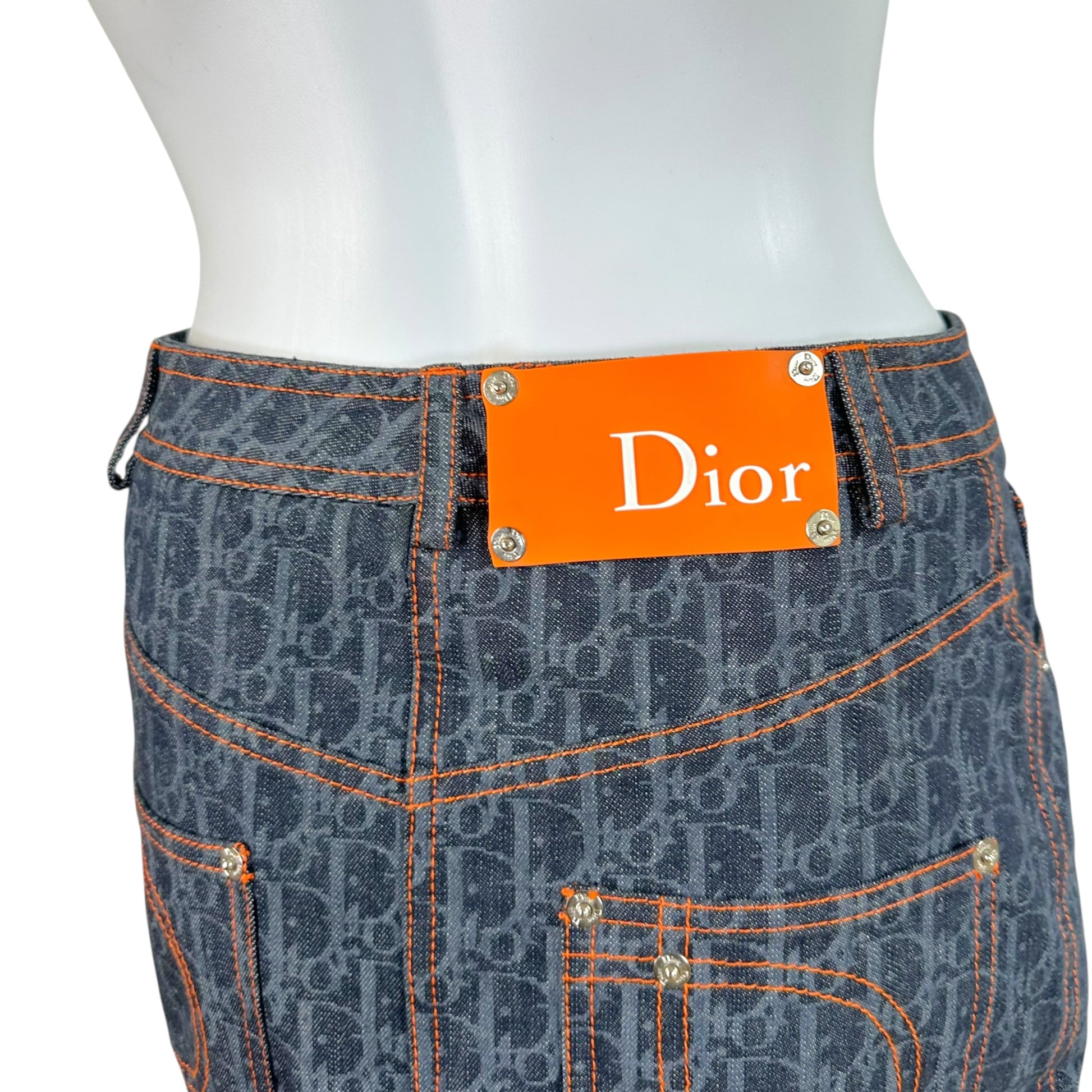 Christian Dior Denim Mini Skirt Trotter Monogram Print