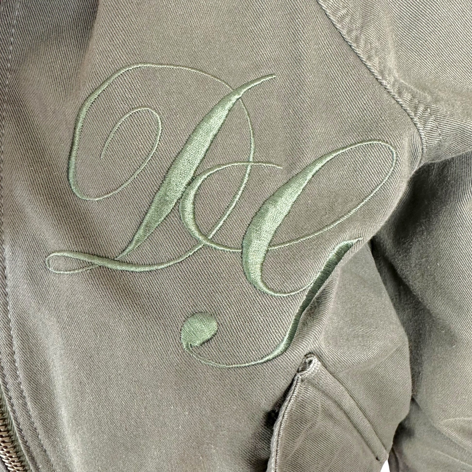 Dolce & Gabbana Silk Lined Khaki Logo Crop Hoodie - Outfit Repeater