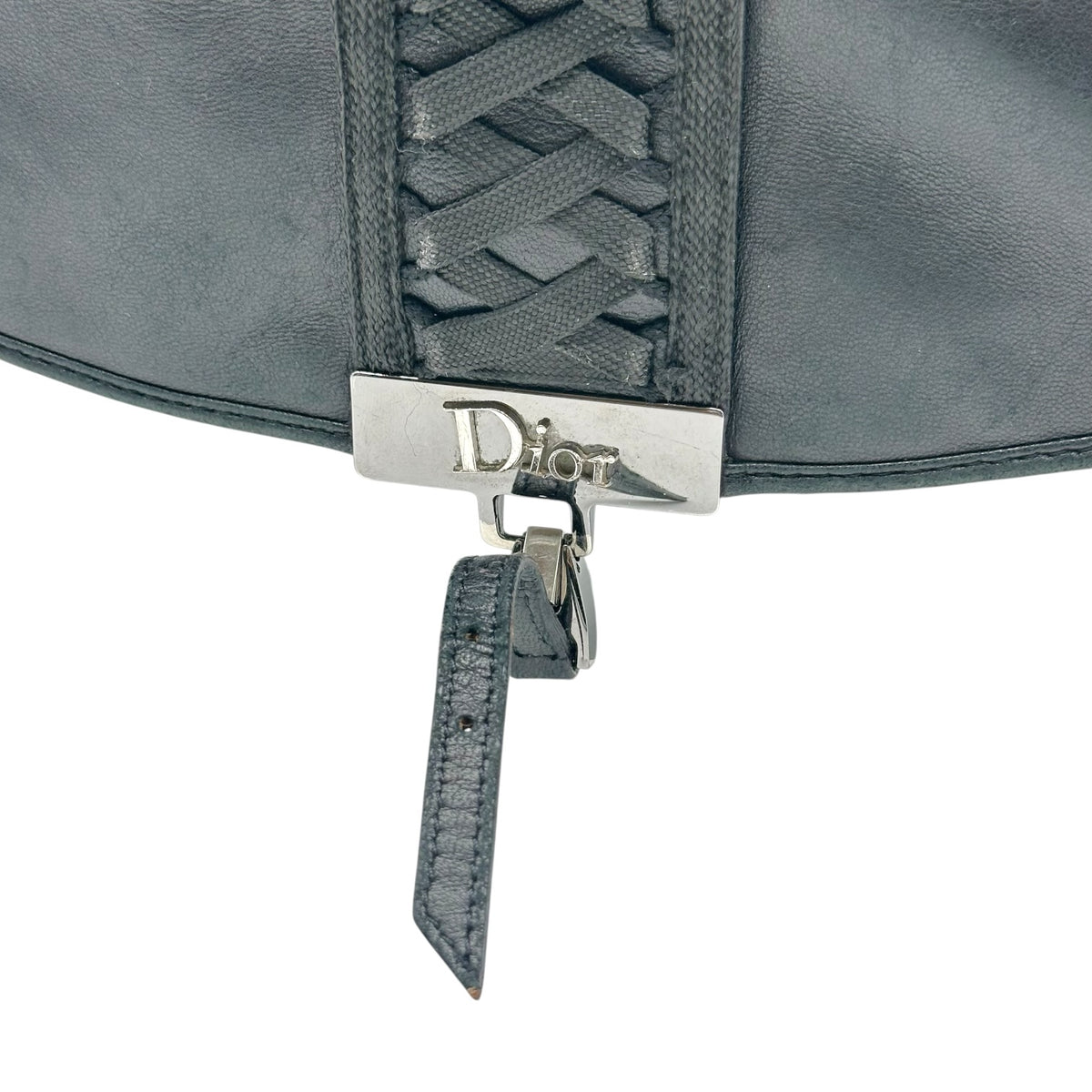 Christian Dior Black Leather Lace-Up Shoulder Bag