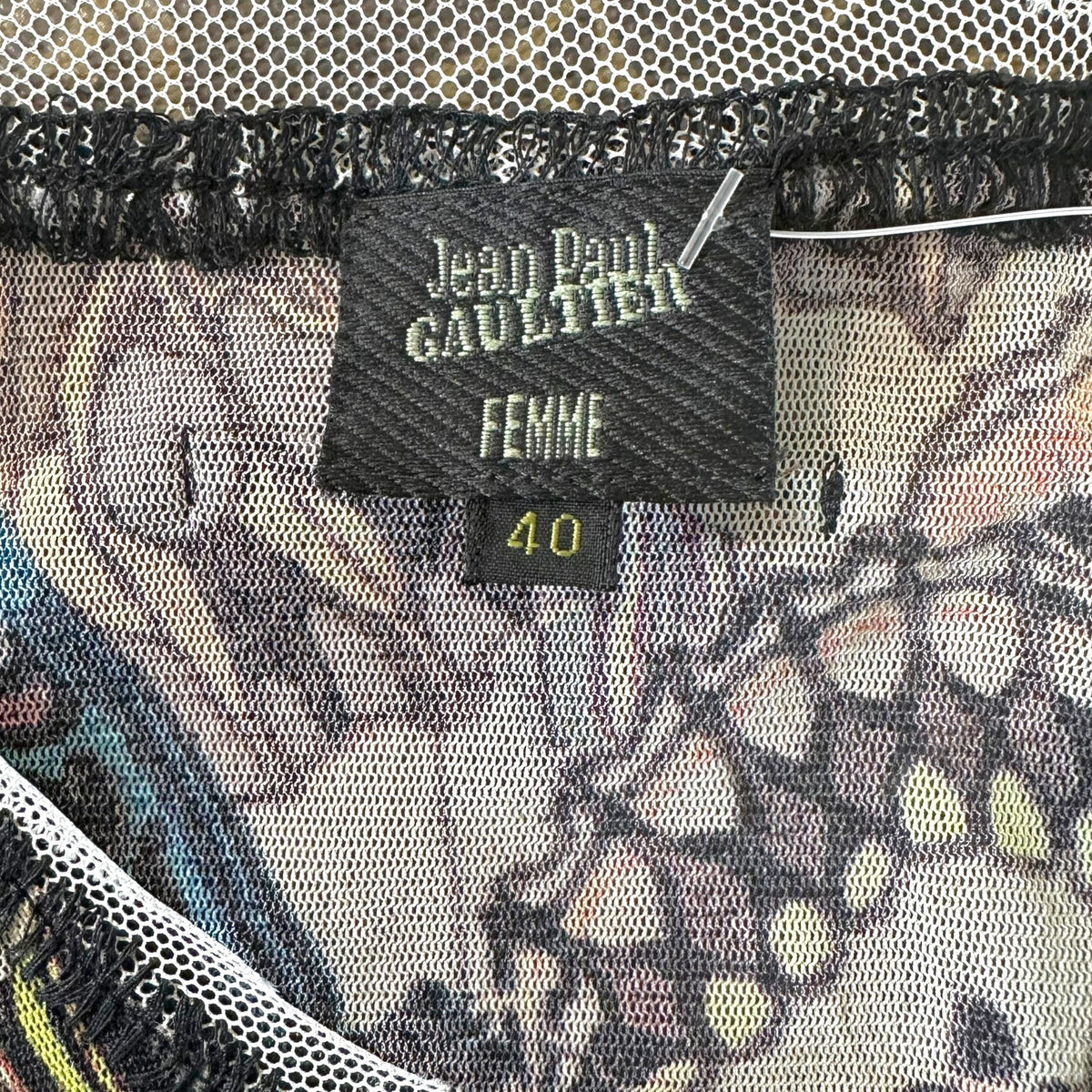 Jean Paul Gaultier Longsleeve Mesh Top Multicolor Butterfly Print