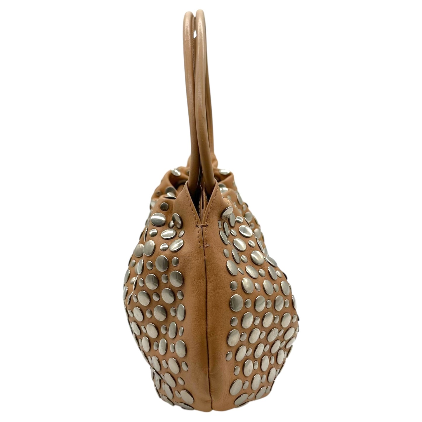 Sonia Rykiel Silver & Tan Studded Domino Bag