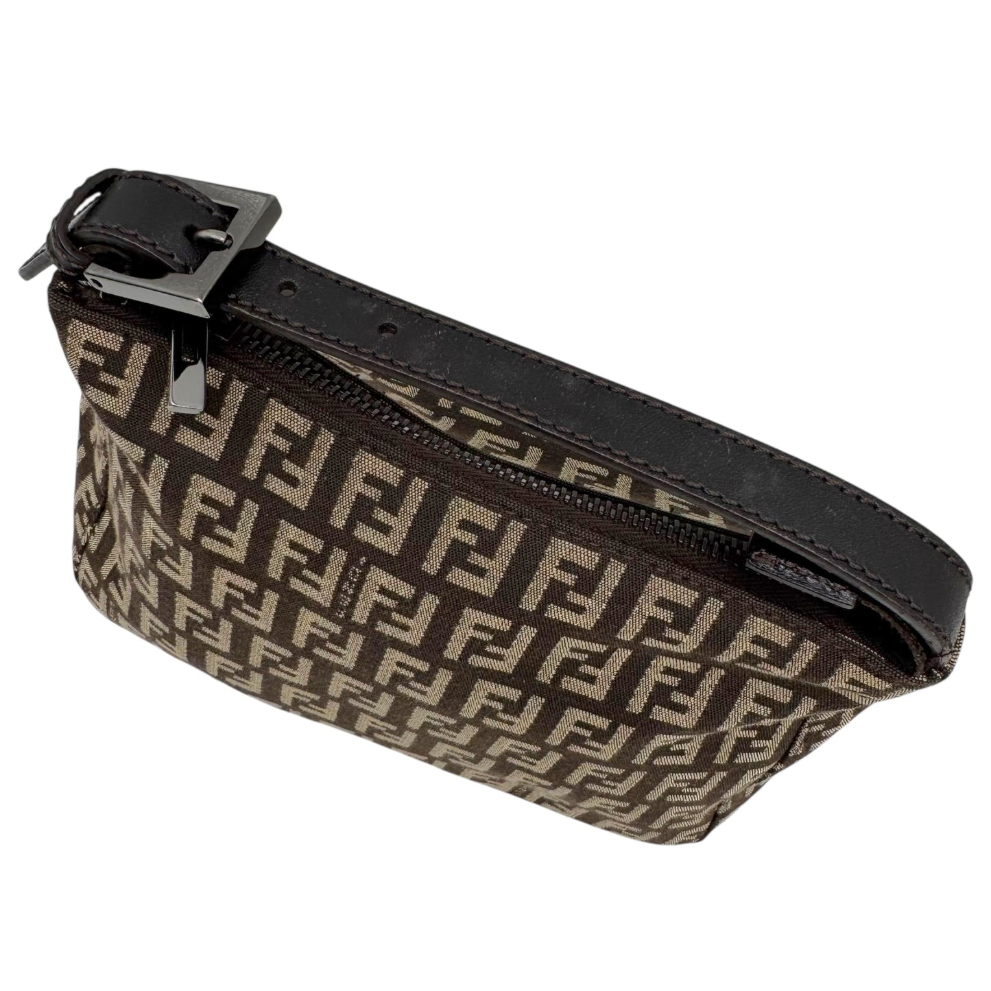 Fendi Brown Zucchino Monogram Pochette Bag