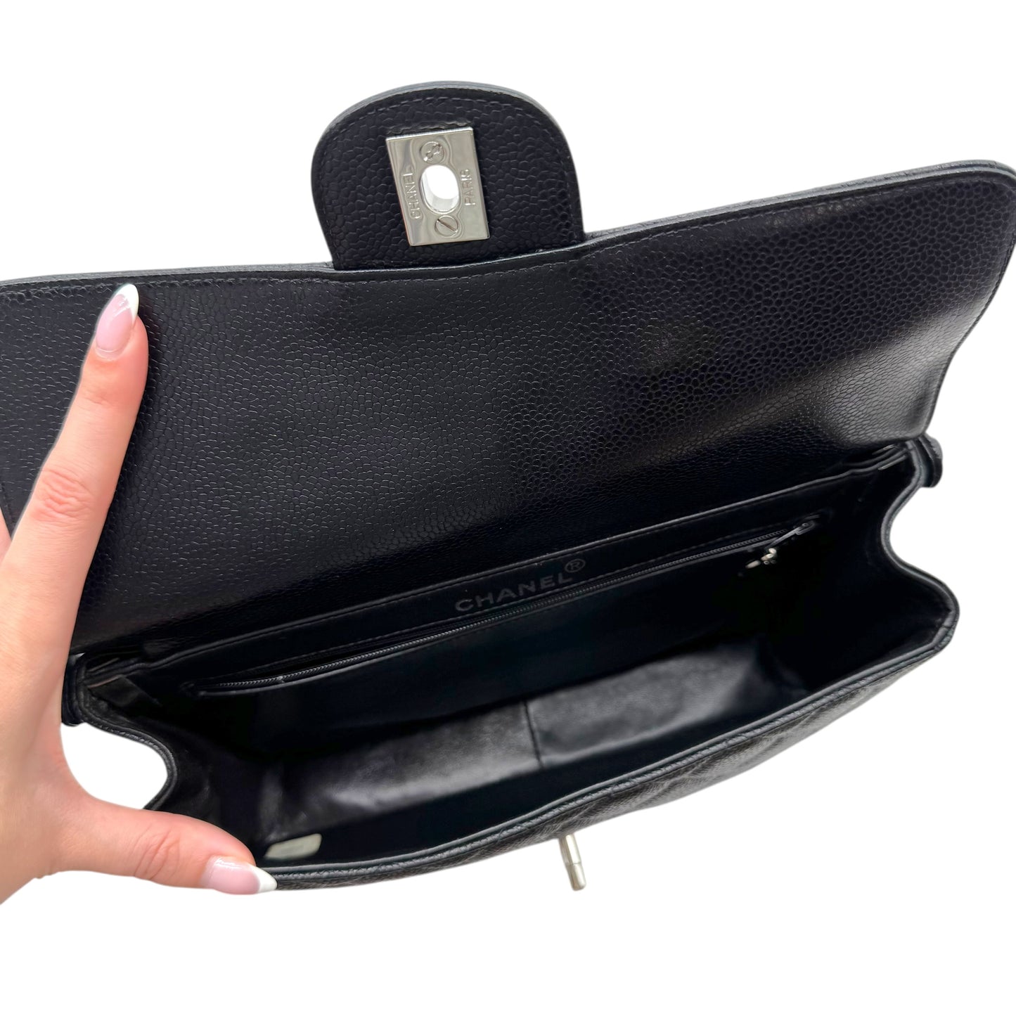 Chanel Black Caviar Leather Medium Flap Bag