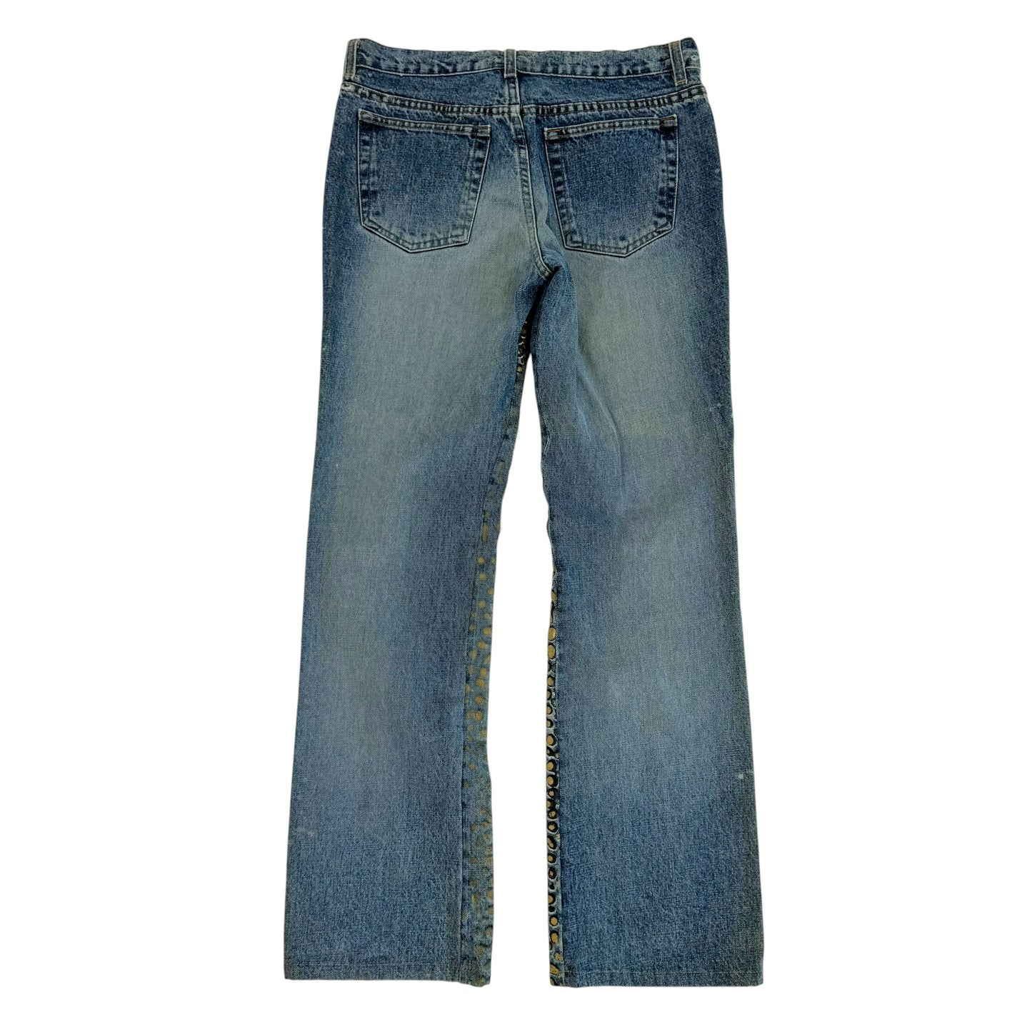 Roberto Cavalli Gold & Blue Spotted Painted Jeans