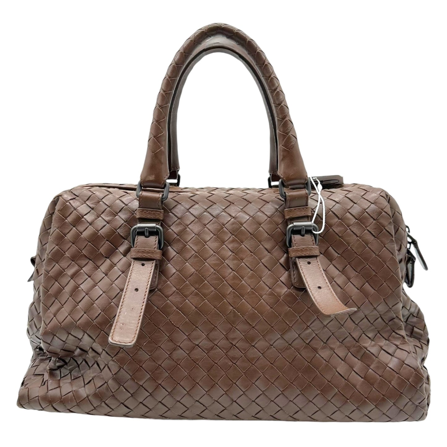 Bottega Veneta Brown Intrecciato Woven Leather Boston Bag - Outfit Repeater