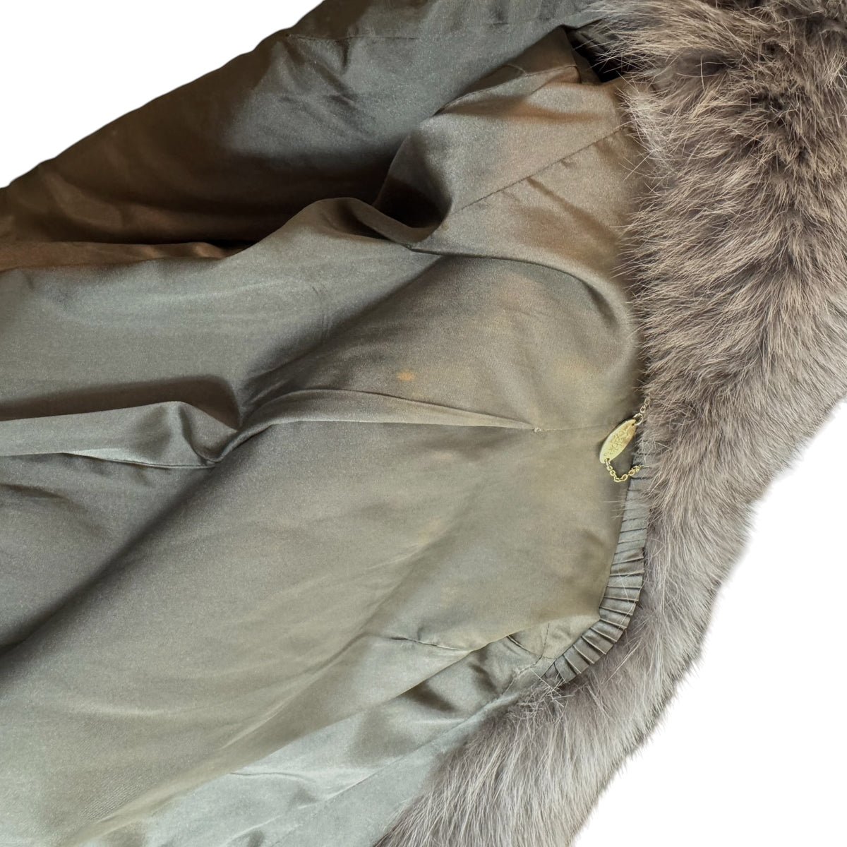 MG Gray Fox Fur Coat with Voluminous Collar