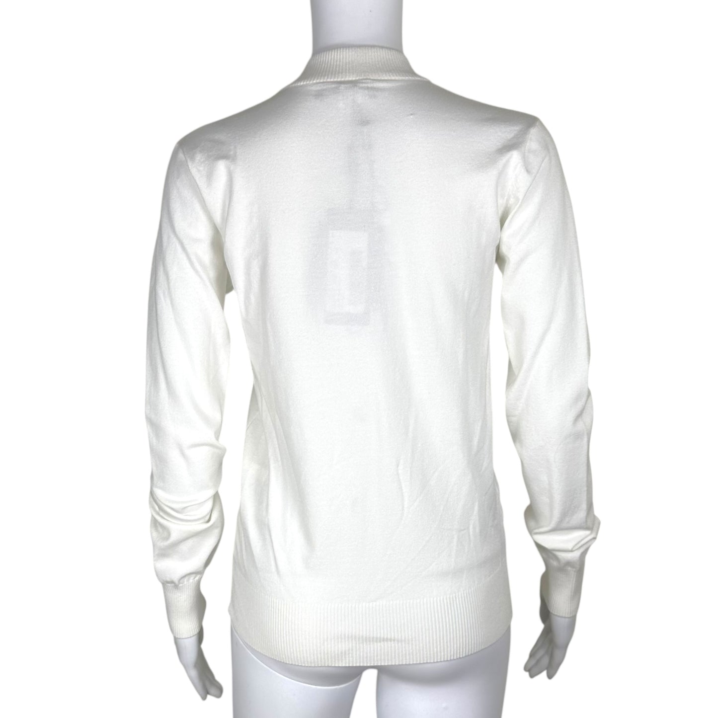 Dolce & Gabbana White Knit Rhinestone Logo Zip Up Cardigan NEW