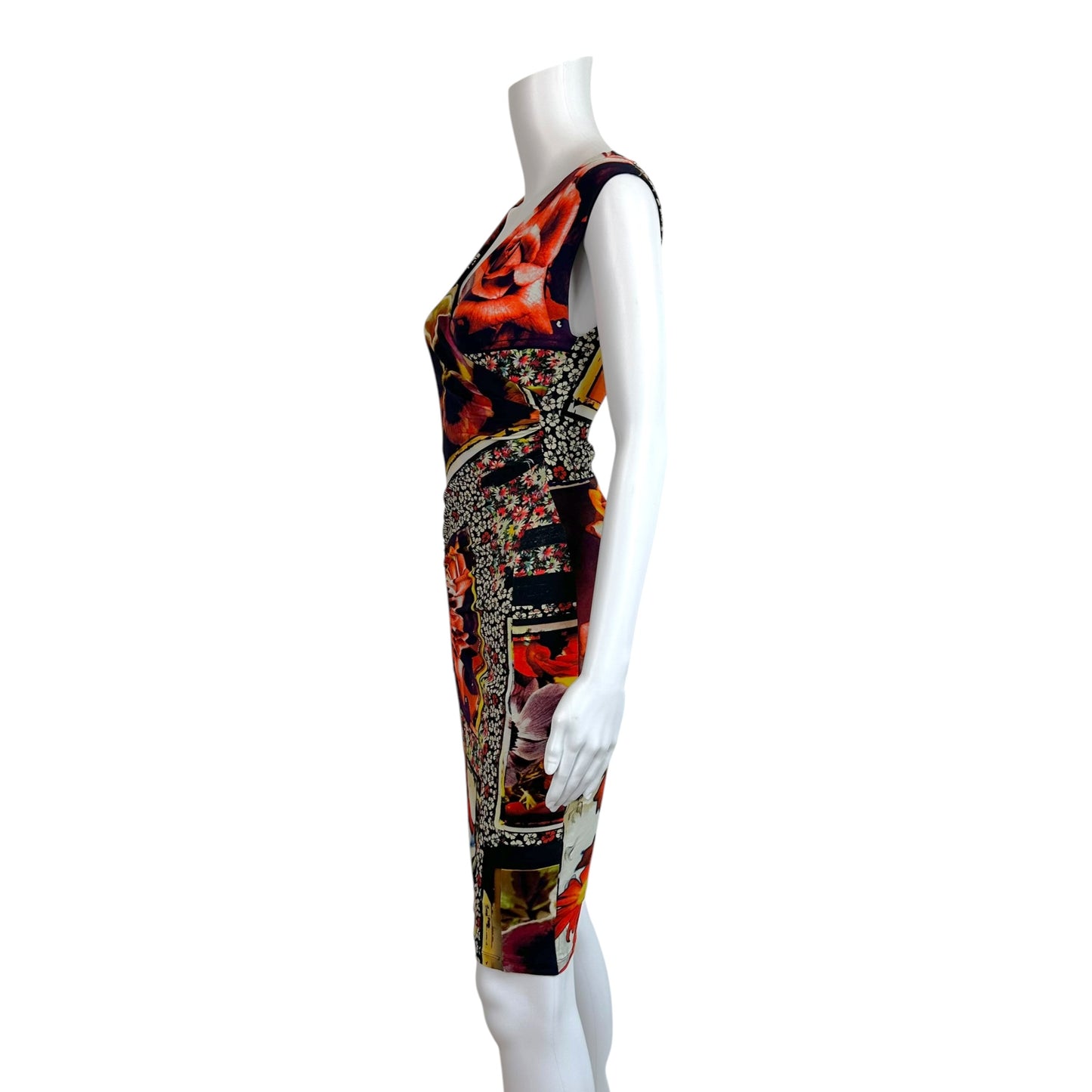 Jean Paul Gaultier Soleil Multicolor Floral Print Wrap Midi Dress
