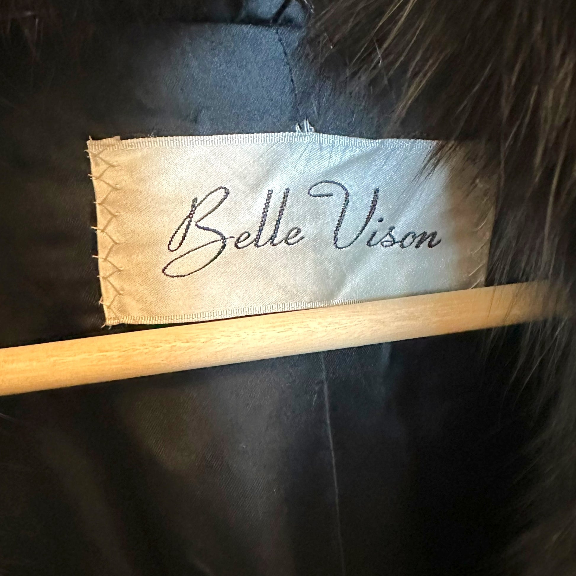 Saga Black Fox Fur Coat Vintage Open Front M