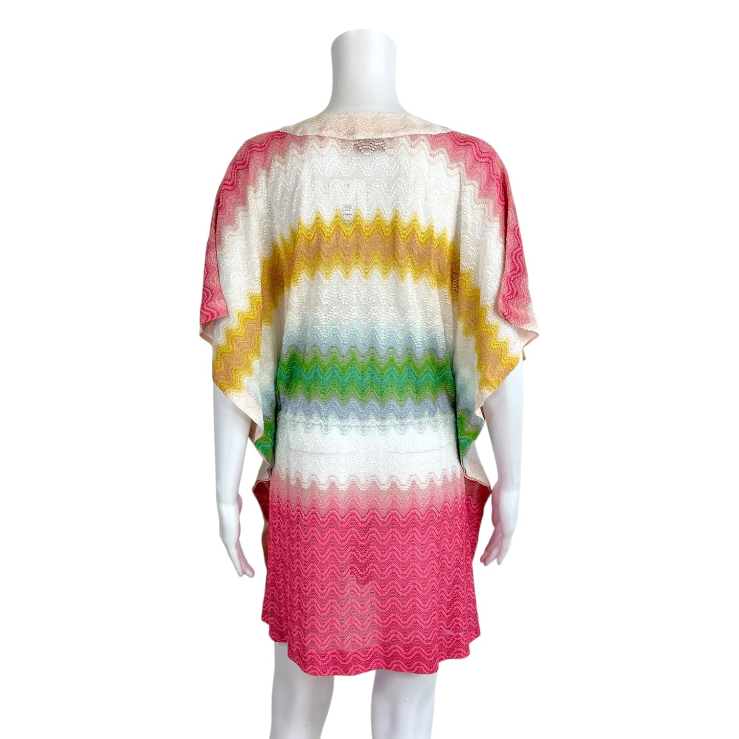 Missoni Mare Semi-Sheer Metallic Chevron Knit Dolman Sleeve Mini Dress