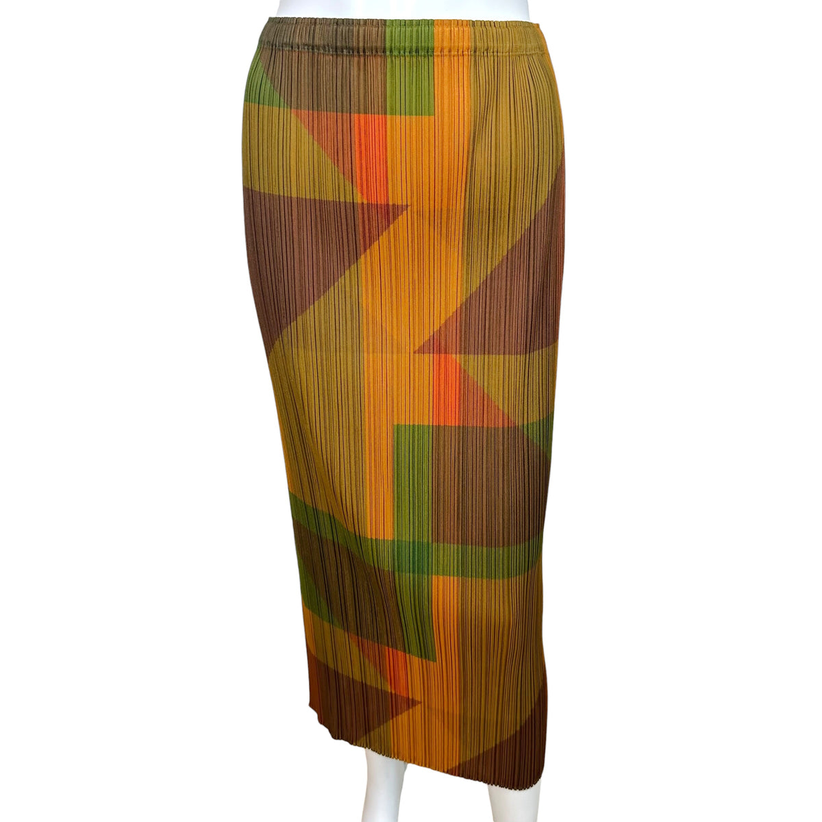 Issey Miyake Pleats Please Geometric Printed Midi Skirt