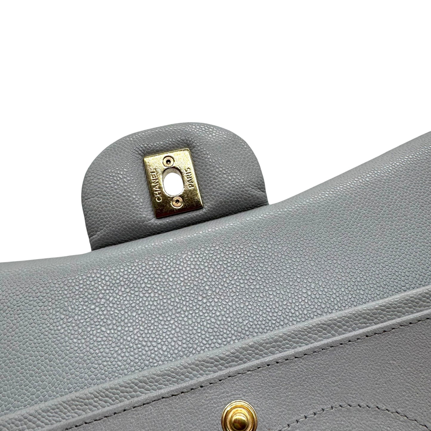 Chanel Gray Caviar Medium Double Flap Bag