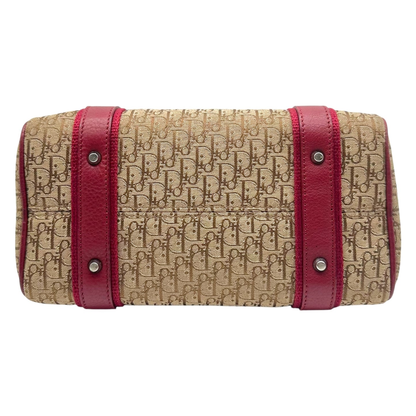 Christian Dior Burgundy & Tan Trotter Monogram Street Chic Small Bowler Bag
