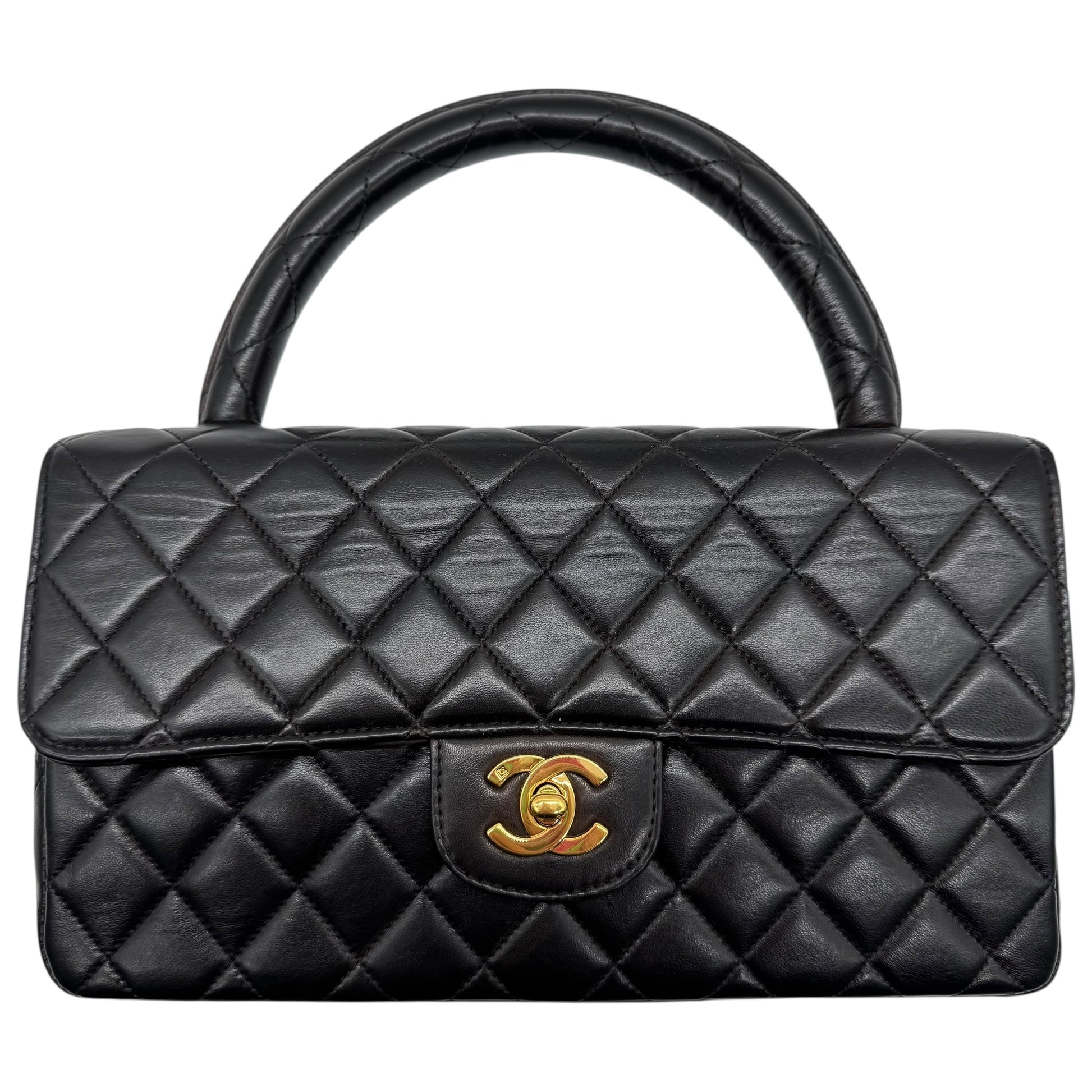 Chanel Black Matelasse Lambskin Kelly Top-Handle Parent Bag 1994-1996 - Outfit Repeater