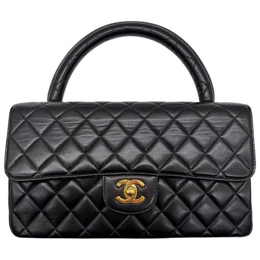 Chanel Black Matelasse Lambskin Kelly Top-Handle Parent Bag 1994-1996