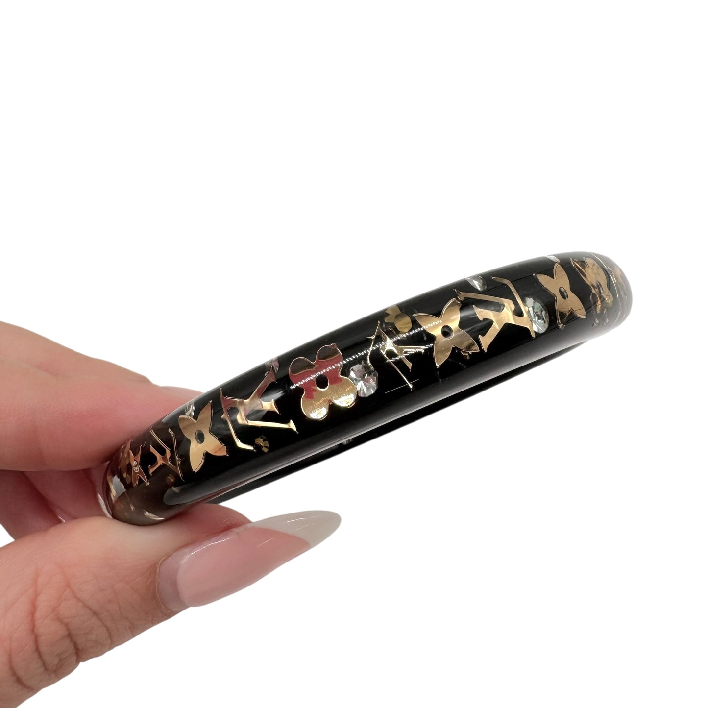 Louis Vuitton Black & Gold Lucite Bangle Bracelet