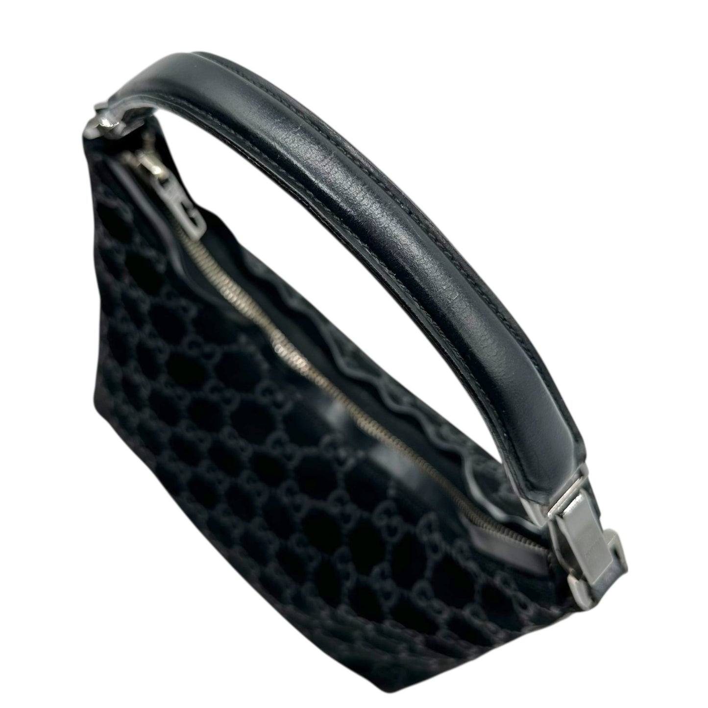 Gucci Black Suede Monogram Shoulder Bag