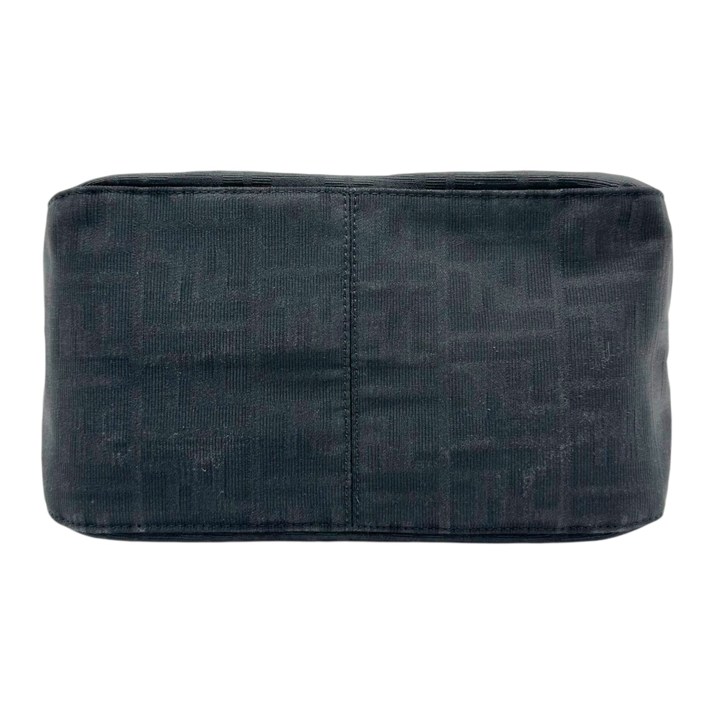 Fendi Black Zucca Monogram Foldover Square Baguette Bag