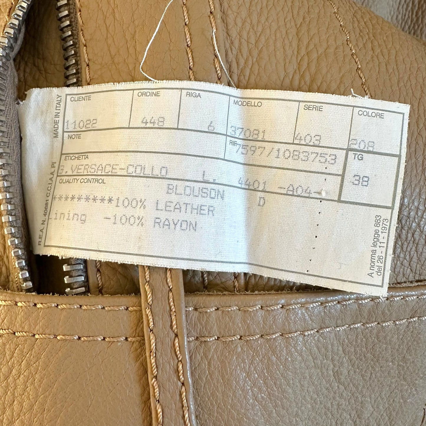 Versace Tan Leather Studded Oversized Biker Jacket