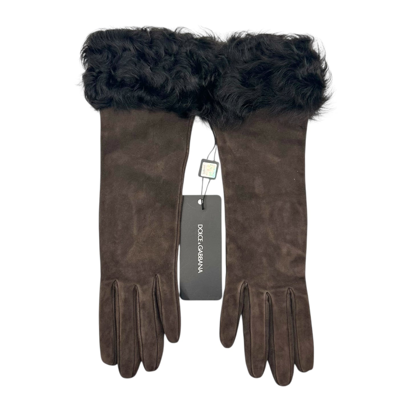 Dolce & Gabbana Brown Shearling Gloves NEW