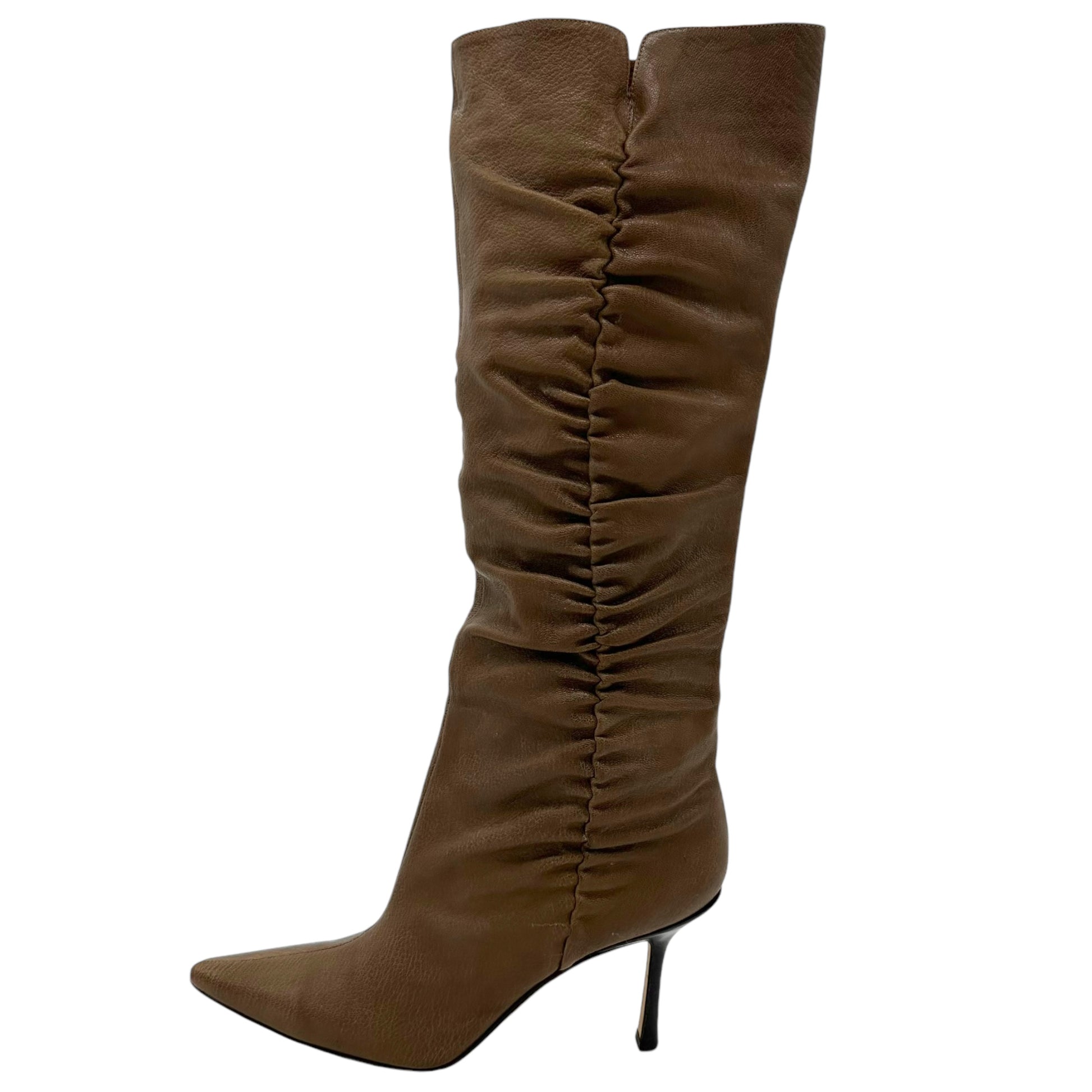 Jimmy Choo Brown Leather Pointed Toe Boots - Outfit Repeater