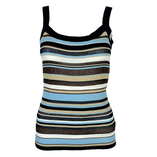 Dolce & Gabbana Blue & Brown Metallic Striped Knit Tank Top
