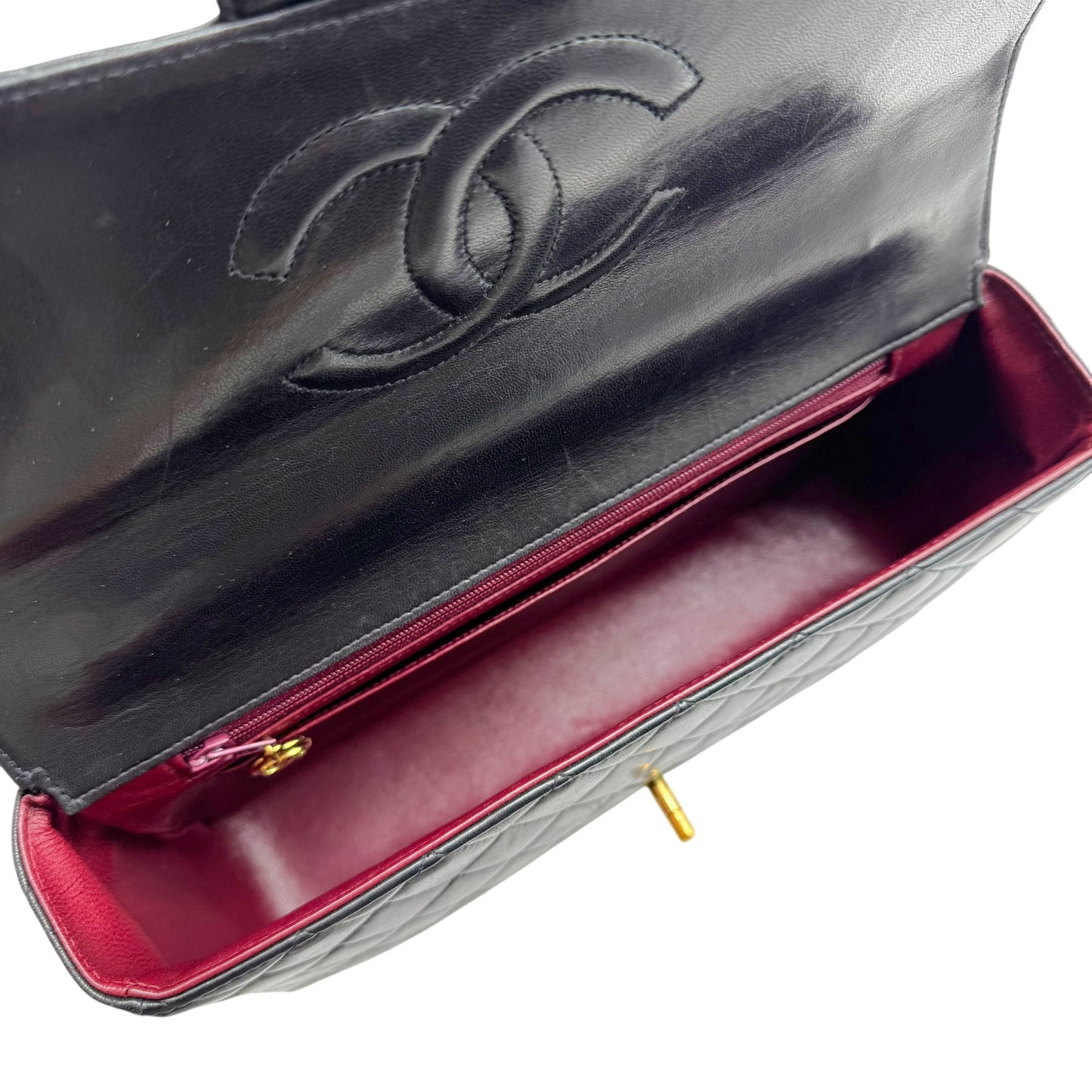 Chanel Black Matelasse Lambskin Top Handle Kelly Flap Bag 1994-96