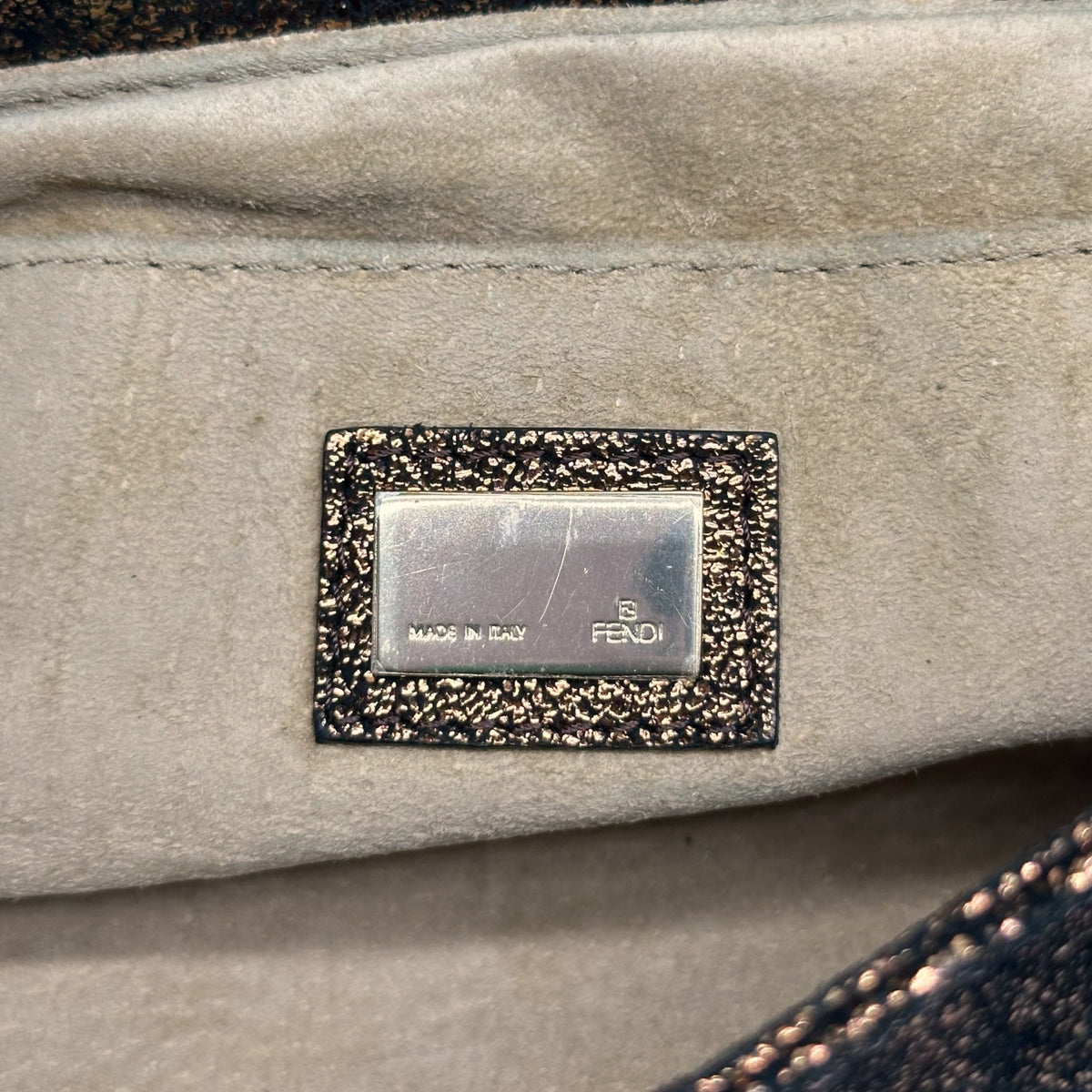 Fendi Bronze Metallic Suede Shoulder Bag