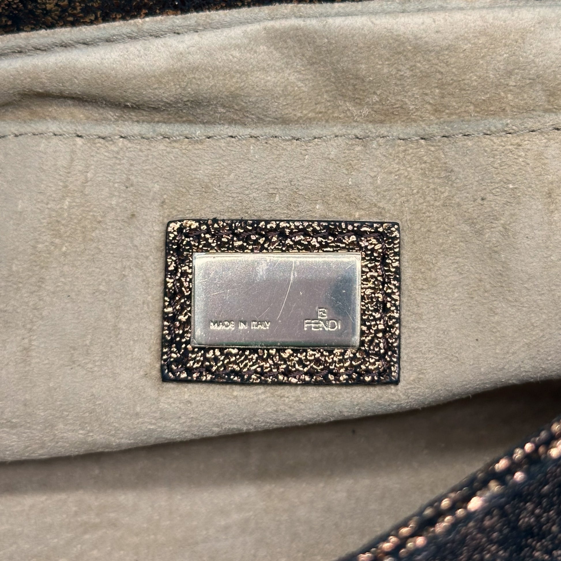 Fendi Bronze Metallic Suede Shoulder Bag