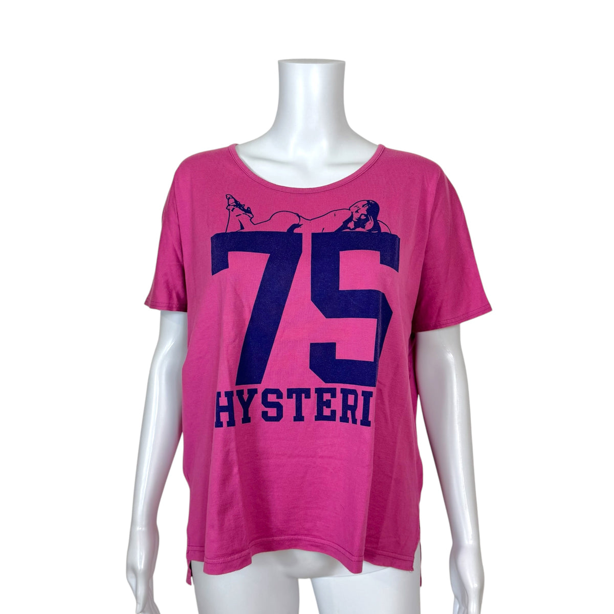 Hysteric Glamour Pink & Blue Jersey Logo Graphic Oversized T-Shirt