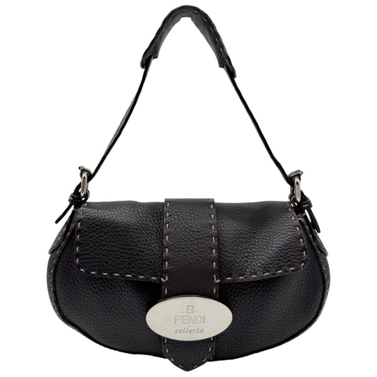 Fendi Selleria Black Leather Shoulder Bag