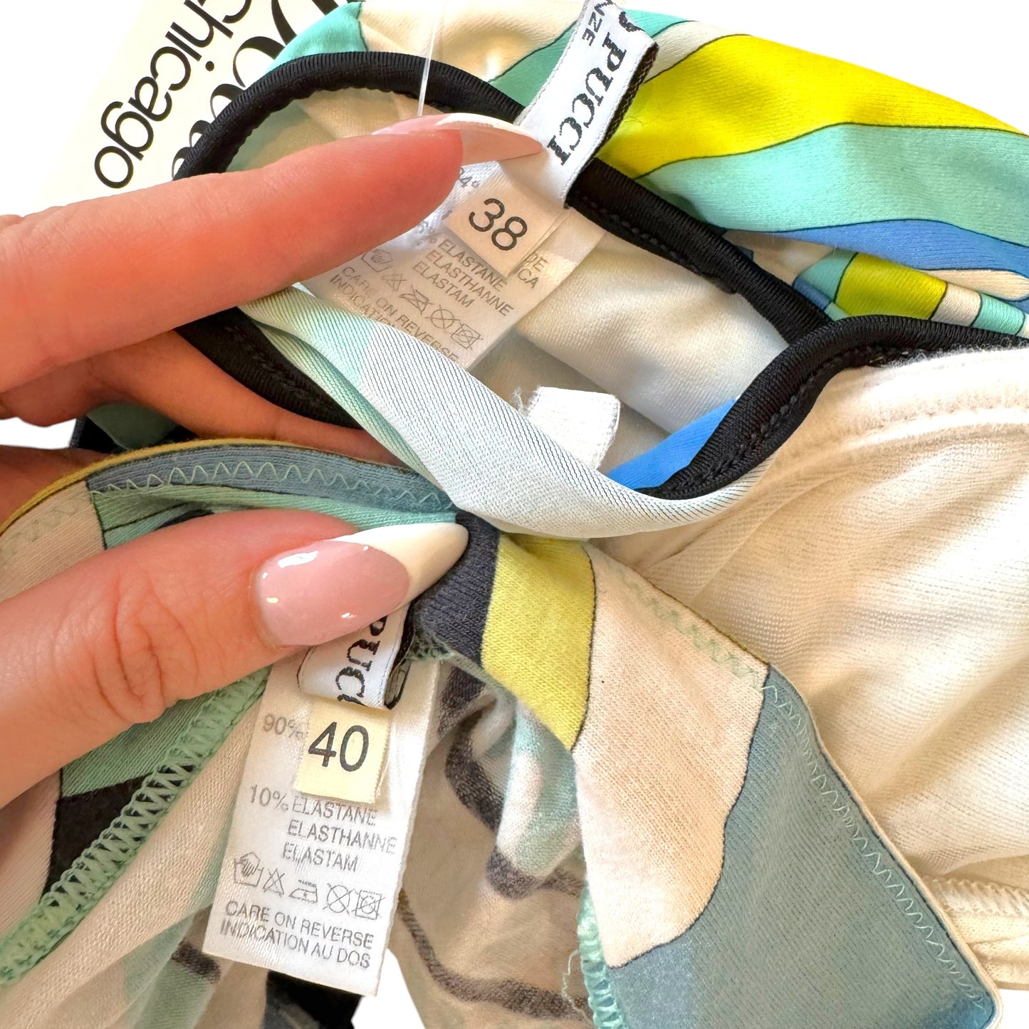 Emilio Pucci Blue & Green Printed Bikini & Micro Short Set