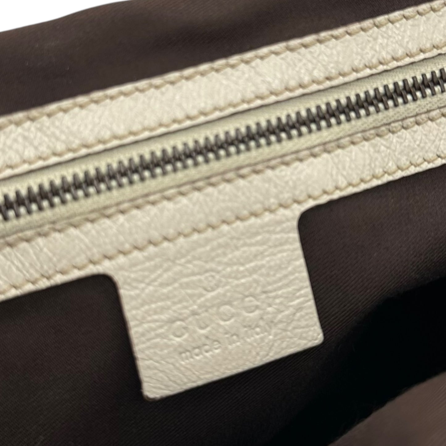 Gucci Ivory Leather Bamboo Handle Studded Shoulder Bag