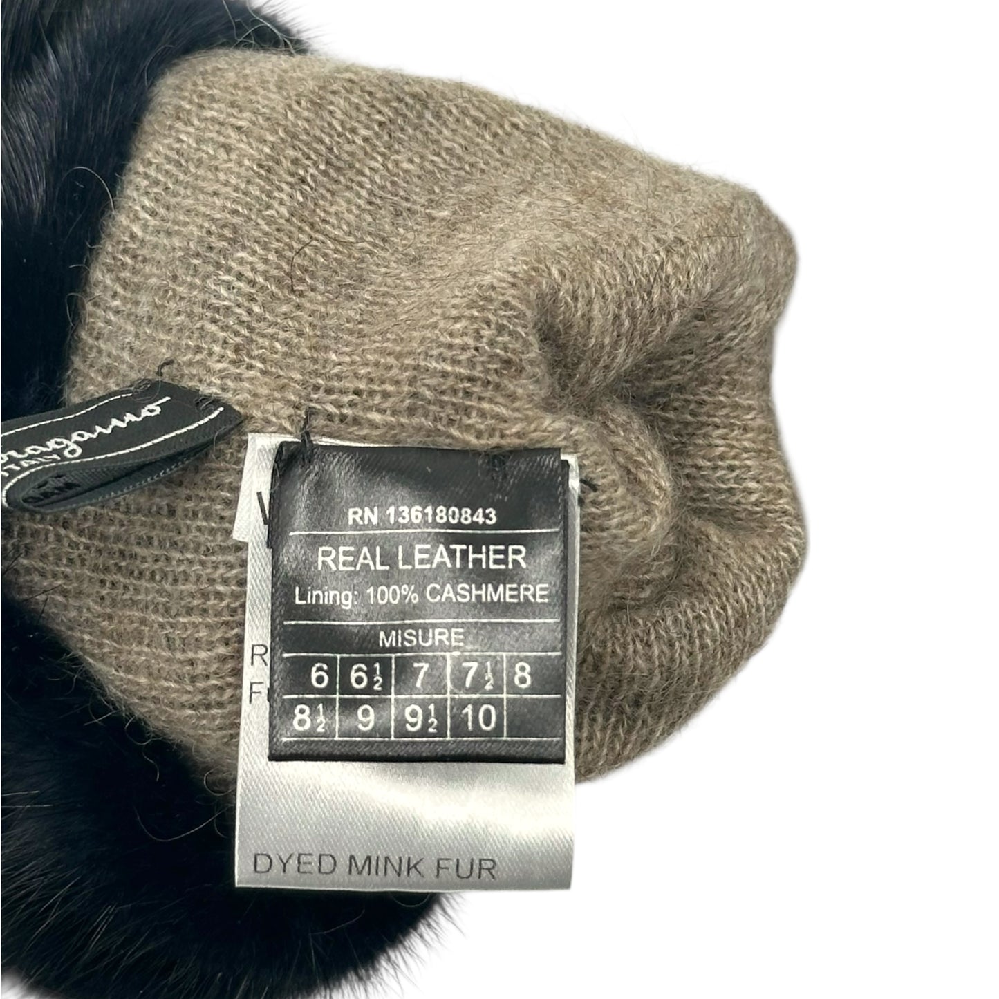 Salvatore Ferragamo Black Leather & Mink Gloves