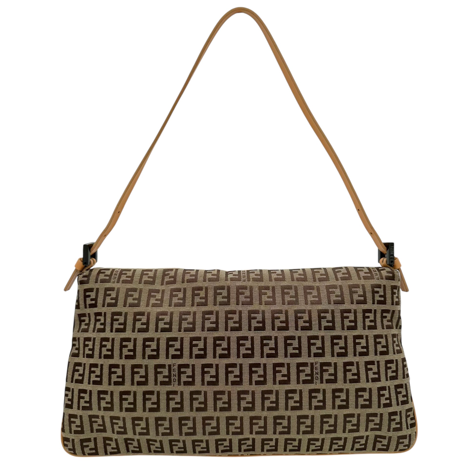 Fendi Tan Zucchino Monogram Fold-Over Baguette Bag - Outfit Repeater