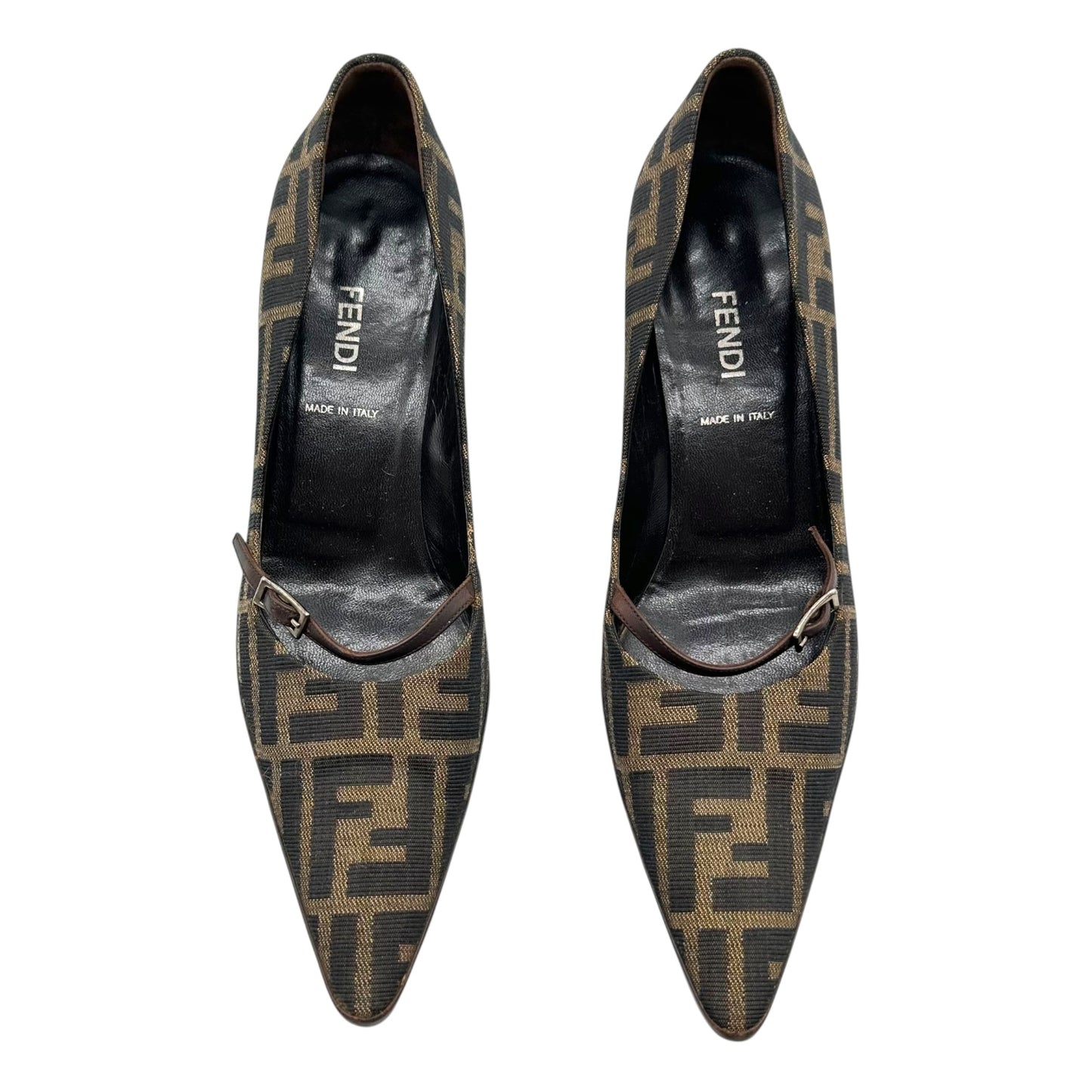 Fendi Brown Zucca Monogram Kitten Heels