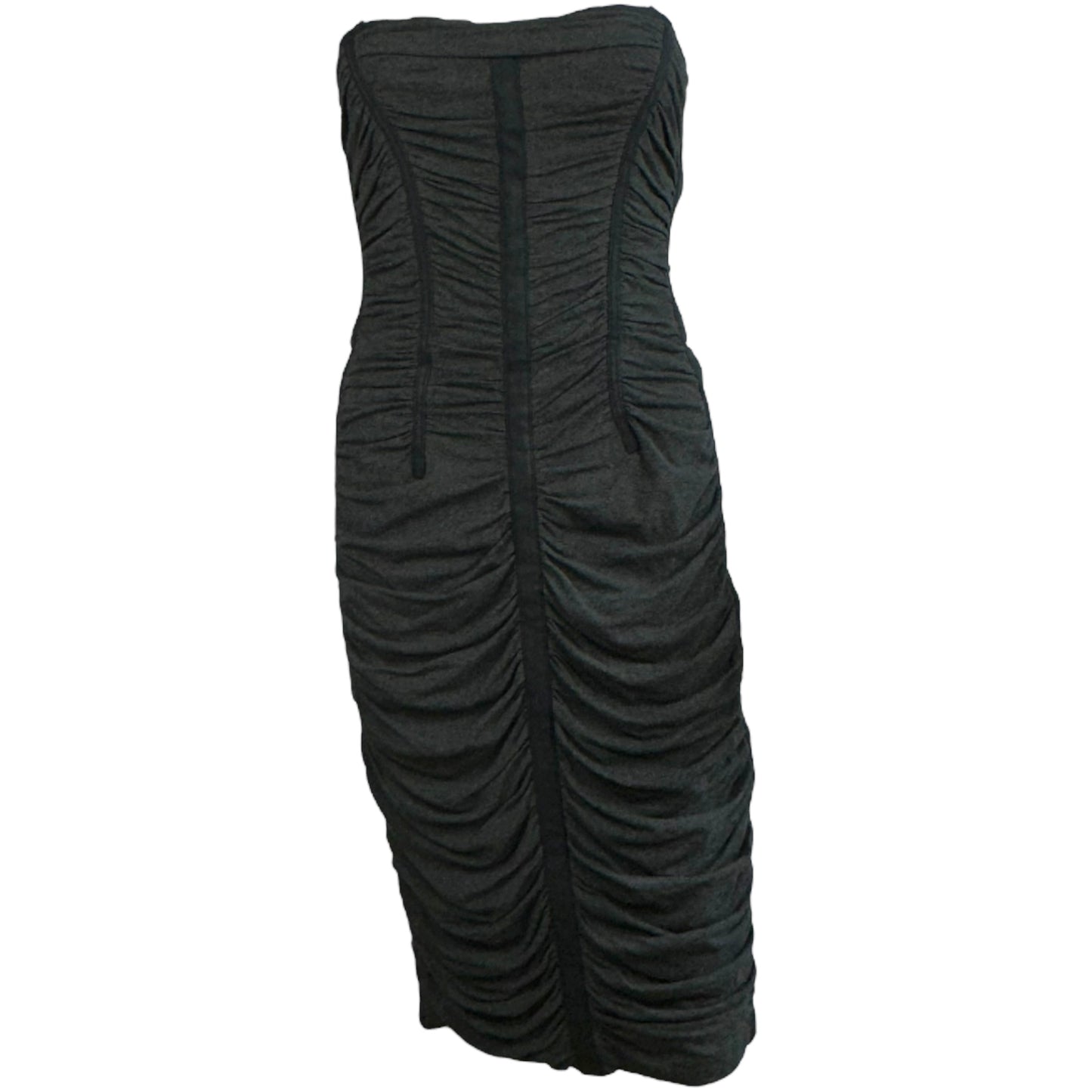 D&G Dolce & Gabbana Gray Ruched Corset Midi Dress