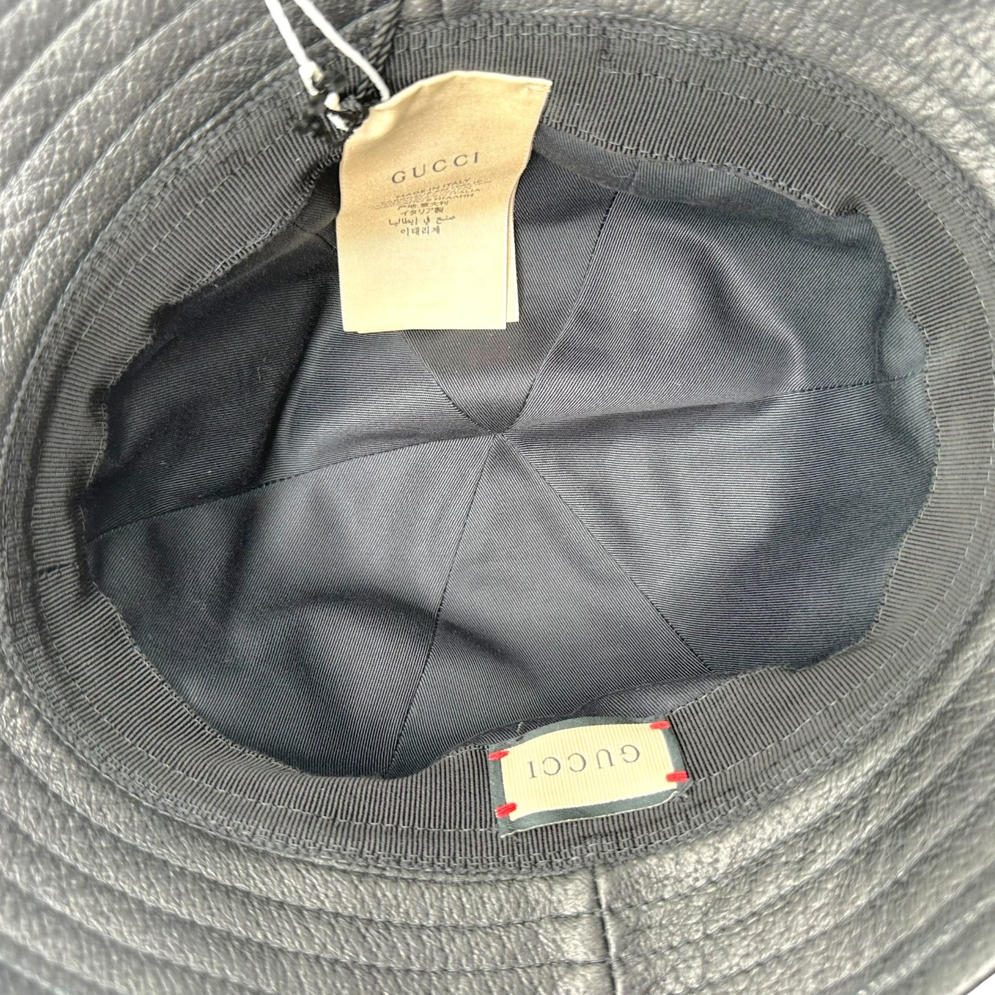 Gucci Leather Gold Horsebit Bucket Hat