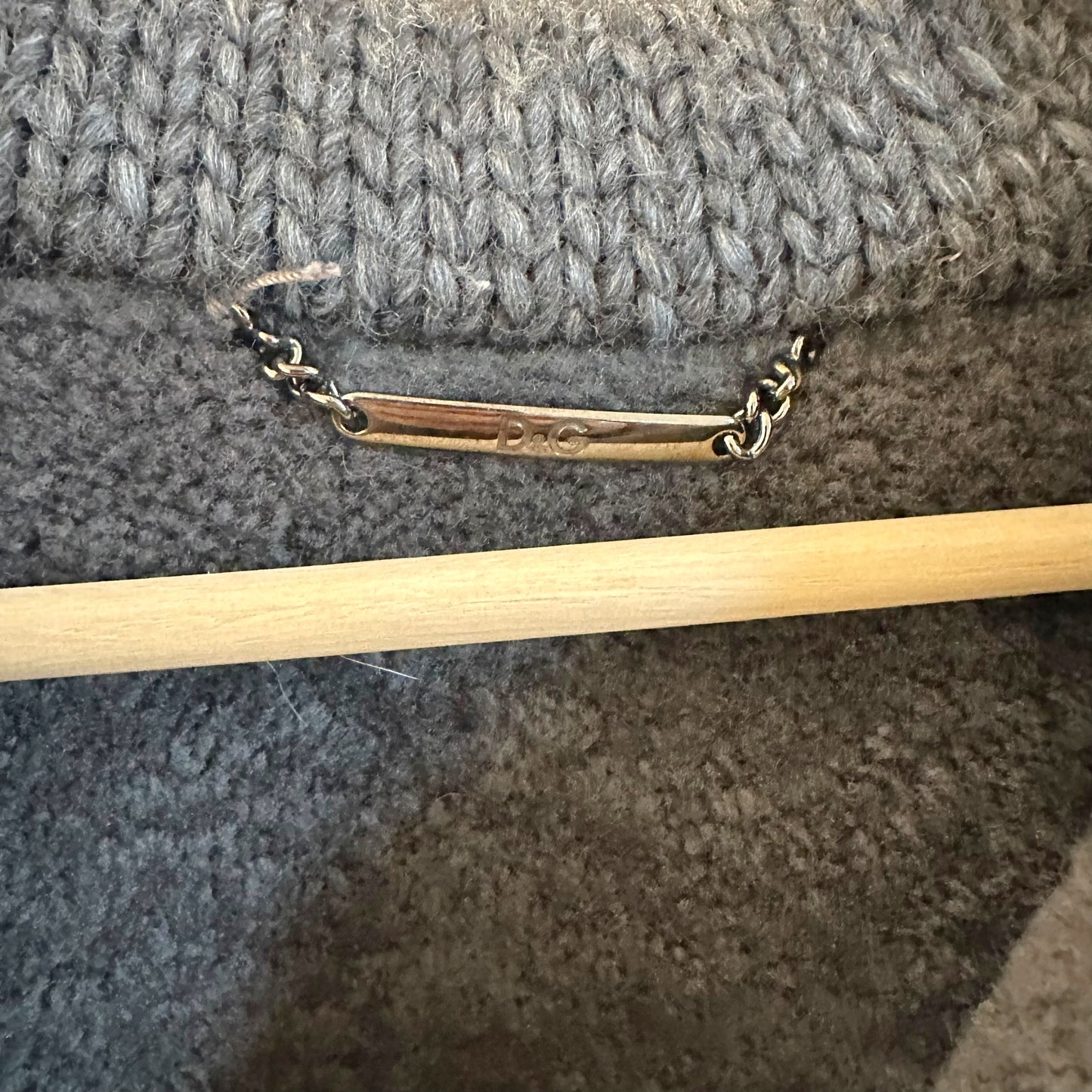 D&G Dolce & Gabbana Brown & Gray Shearling Knit Trim Jacket